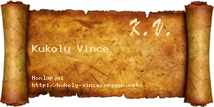 Kukoly Vince névjegykártya
